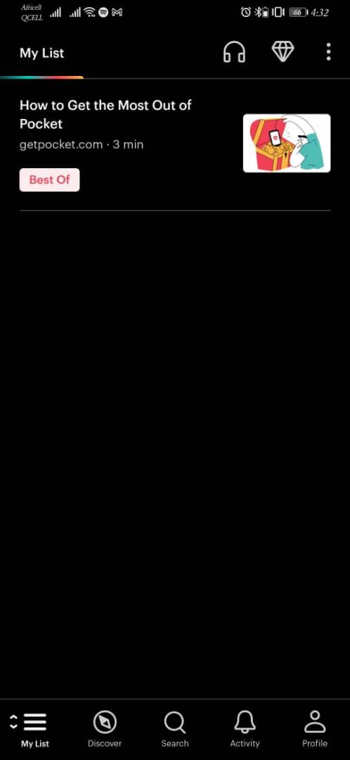 Скриншот меню для закладок и чтения позже