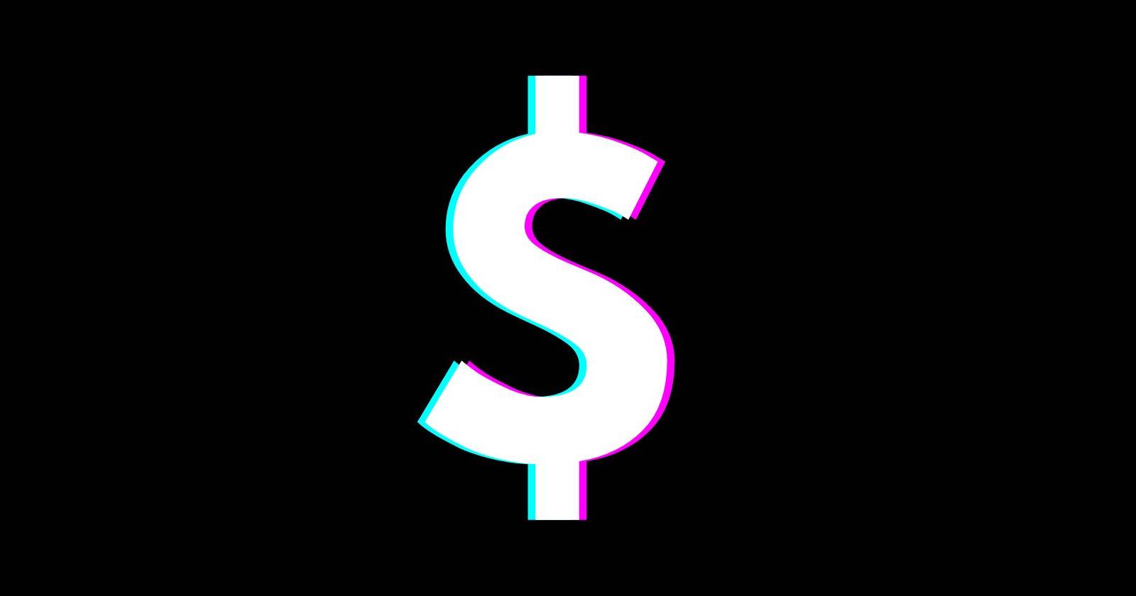Знак доллара на чёрном фоне, символизирующий выплаты в TikTok