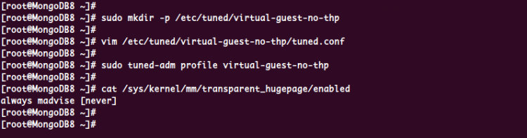 Отключение THP с помощью tuned на CentOS 8