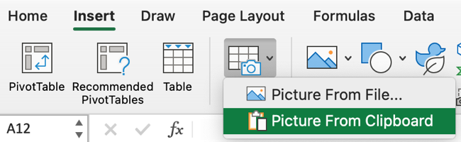 Выберите Данные из изображения и Из буфера обмена
