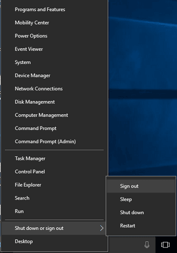 Выход из учётной записи Windows