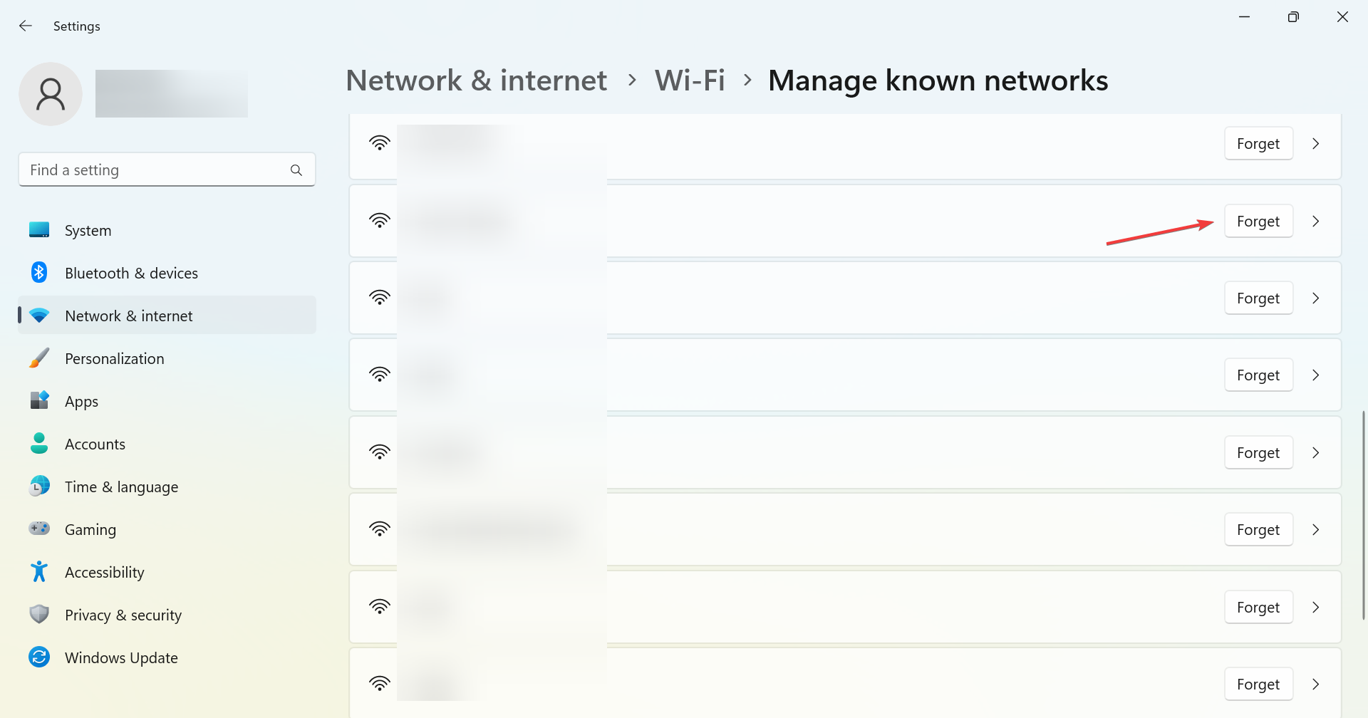 Кнопка забыть сеть в настройках Wi‑Fi