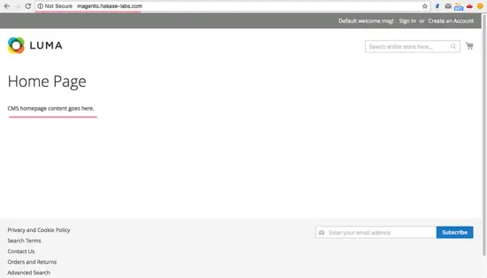 Домашняя страница Magento