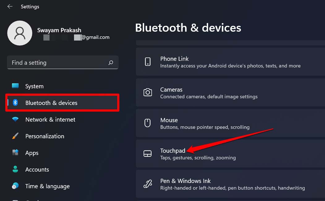 Настройки тачпада в Windows