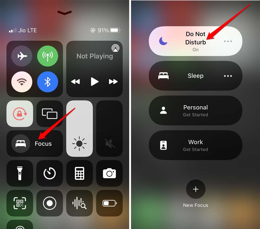 Включение режима «Не беспокоить» на iPhone