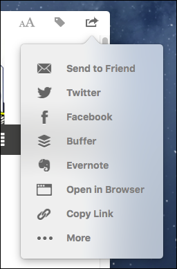 Настройки вида чтения в мобильном приложении Pocket