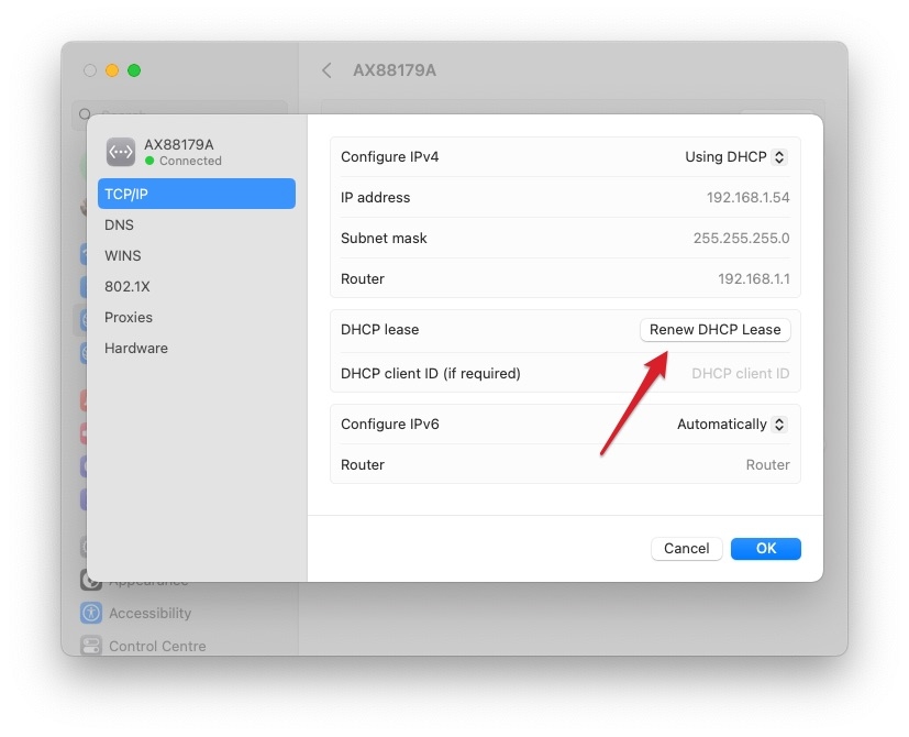 Инструкция по сбросу DHCP аренды в macOS