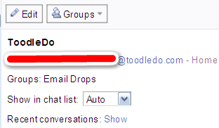 Пример контакта в Gmail для пересылки задач