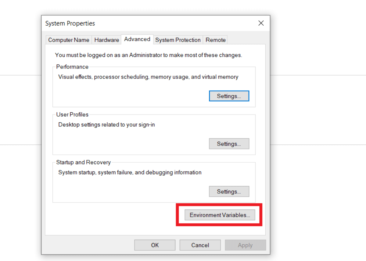 Окно Переменные среды — редактирование Path