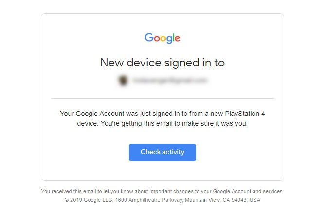 Изображение: пример письма от Google с предупреждением о новой попытке входа