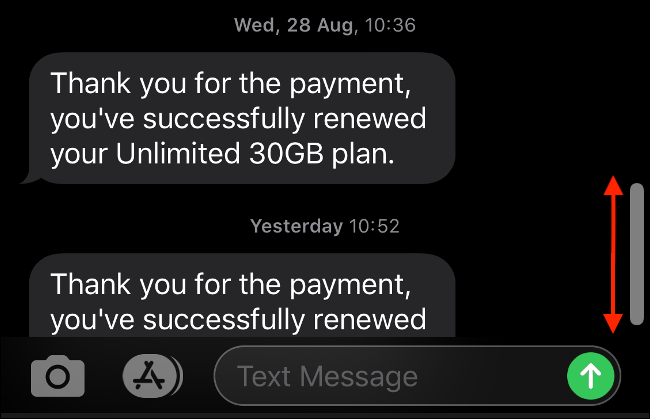 Быстрая прокрутка в iOS 13 за счёт захвата полосы прокрутки
