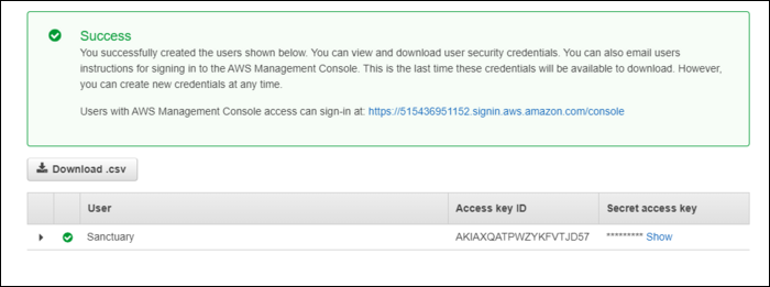 Успешная настройка s3fs-fuse и получение секретного ключа доступа