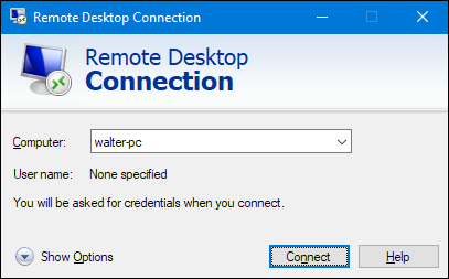Клиент Remote Desktop: ввод имени или IP удалённого ПК.
