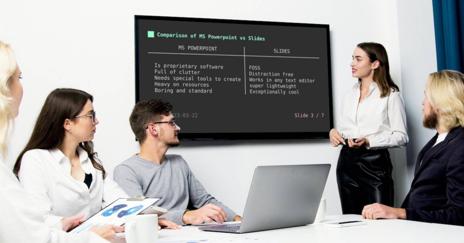 Сравнение PowerPoint и терминального просмотра слайдов