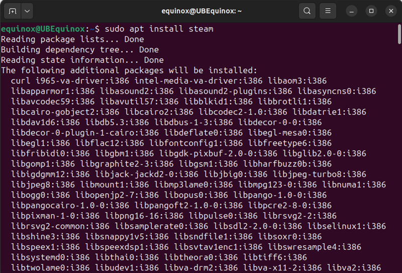 Установка Steam через терминал