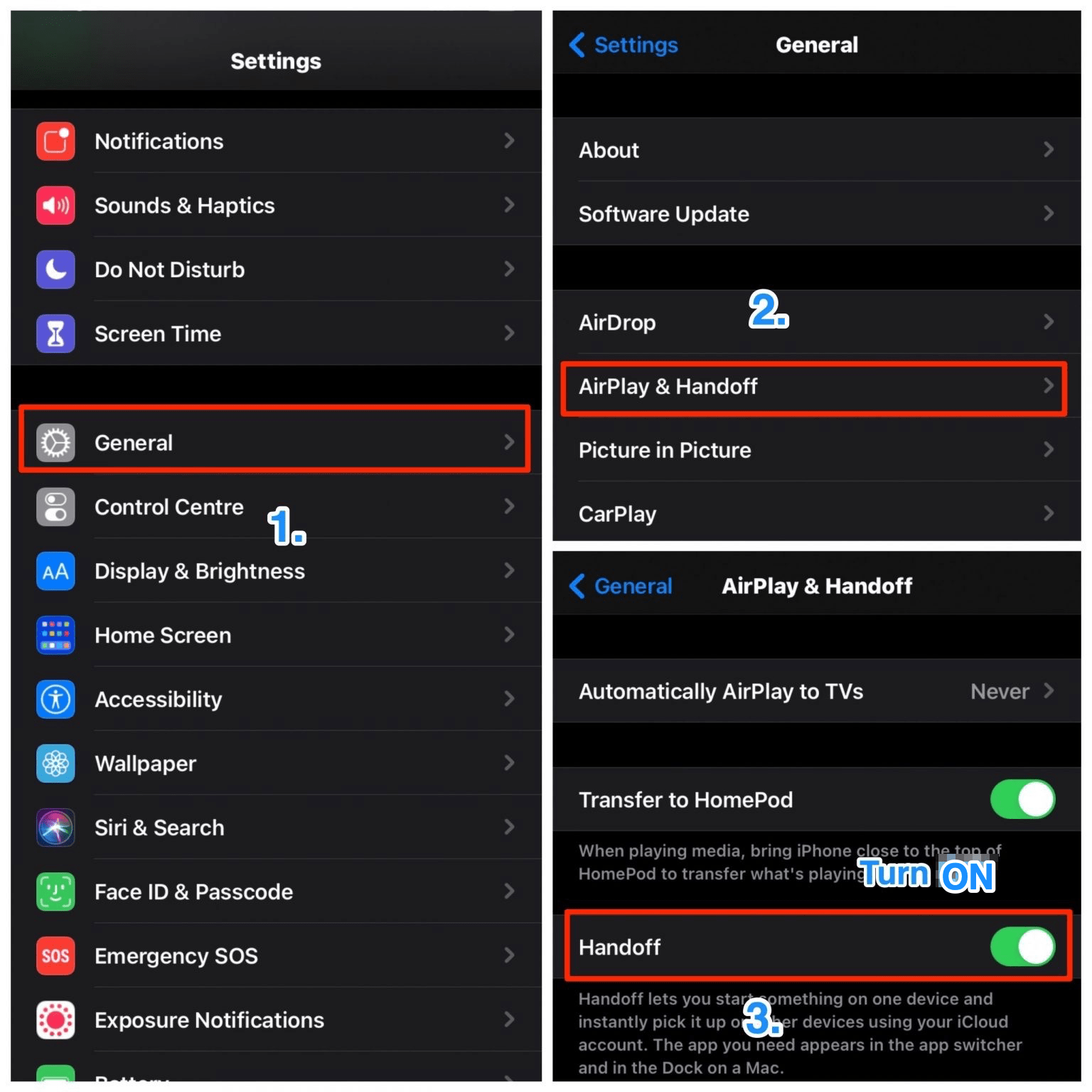 Включение Handoff на iPhone
