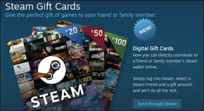 Отправить подарочную карту Steam — любая сумма
