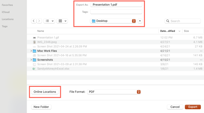 Скриншот: выбрать имя и место сохранения