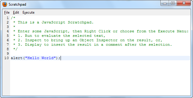 Ausführen von Code im Scratchpad