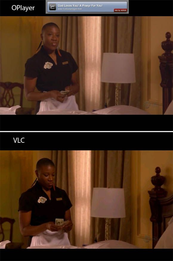 Воспроизведение видео в OPlayer Lite — реклама вверху