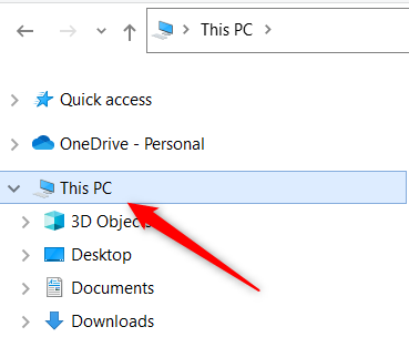 Выберите Этот ПК в Проводнике