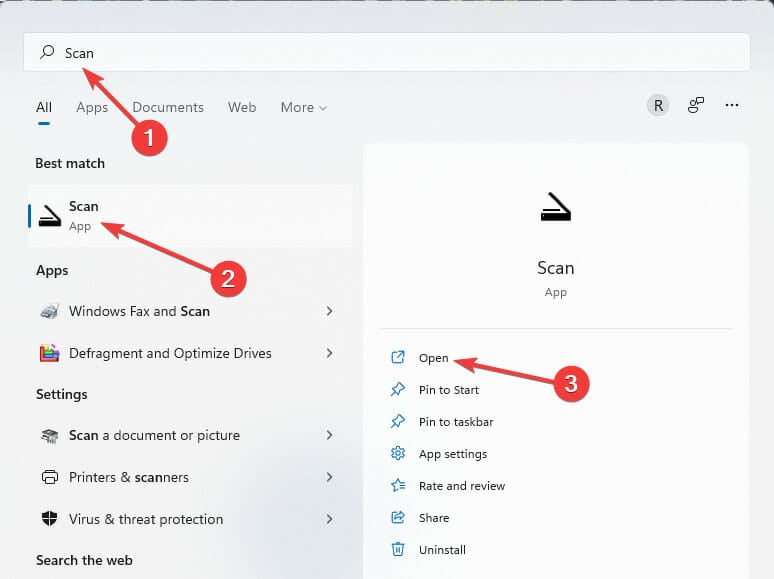 Приложение Windows Scan в Microsoft Store