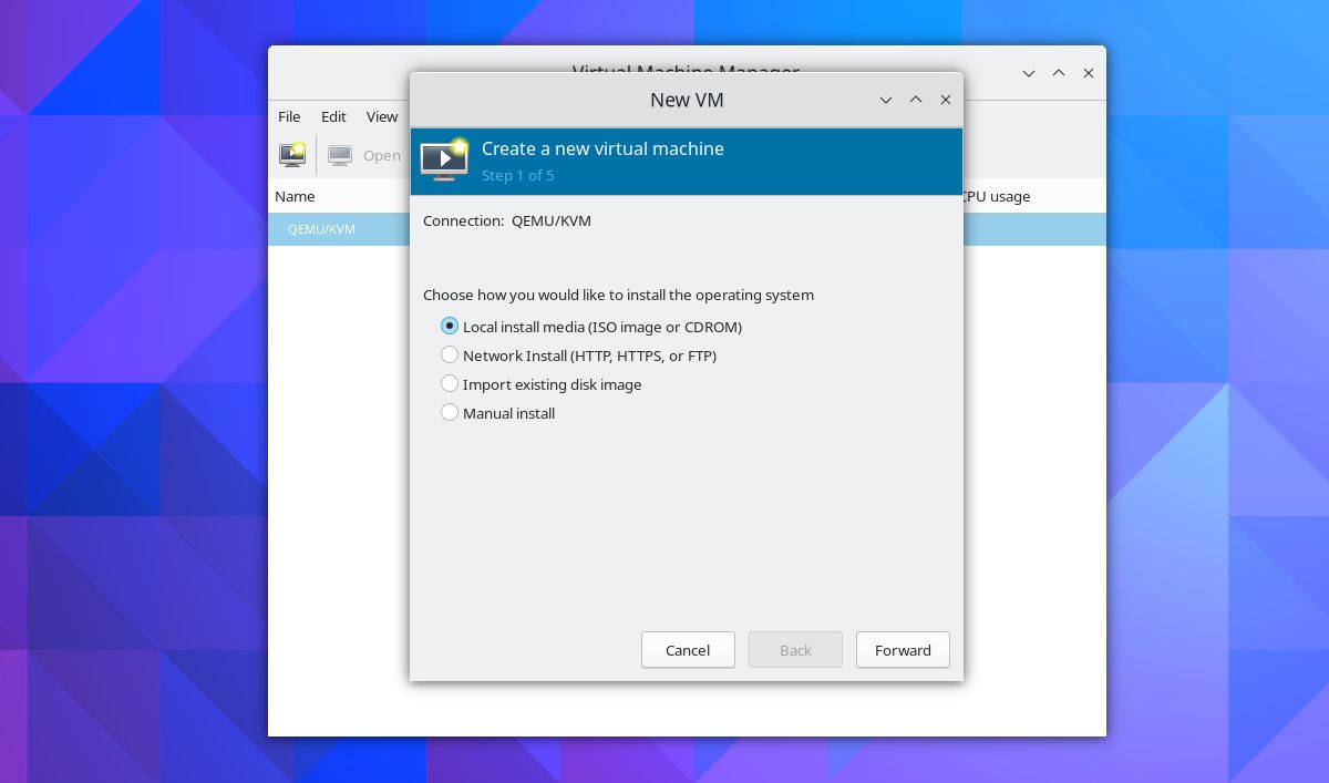Установка локального образа в virt-manager