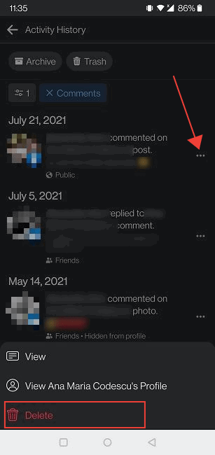 Delete Facebook Comments Mobile Delete Multiple Comments