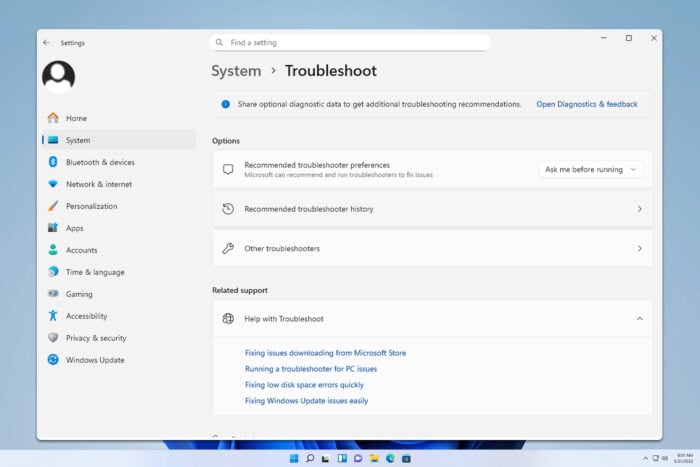 Eseguire il risolutore problemi in Windows 11
