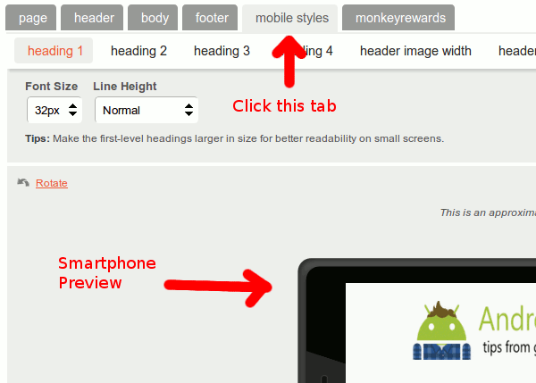 Превью мобильных стилей MailChimp