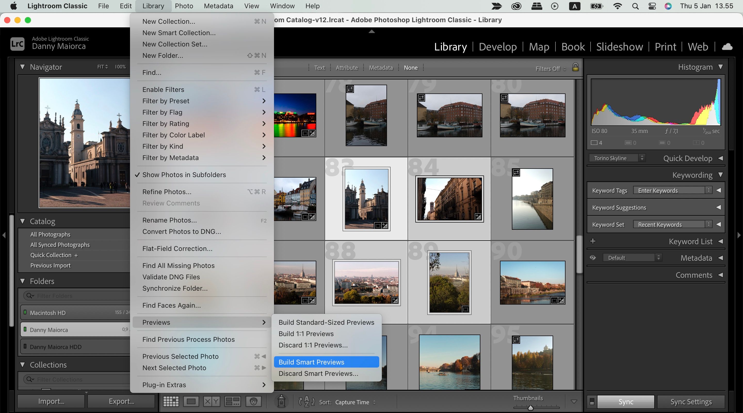 Построение Smart Previews в Lightroom