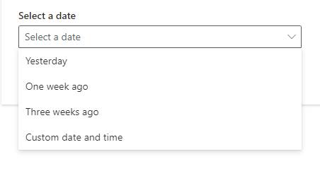 Выбор даты восстановления OneDrive