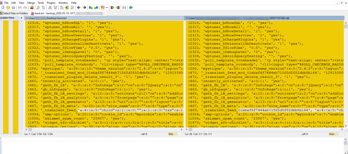 Сравнение папок в WinMerge с подсветкой