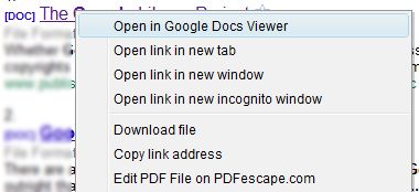 Ultimate Google Docs Viewer в контекстном меню Chrome