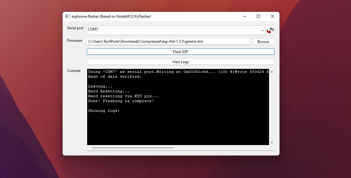 Прошивка ESP-RFID при помощи ESPHomeFlasher