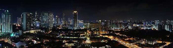 Панорамный фон: панорамный снимок Сингапура (широкий формат)