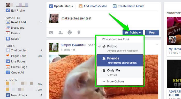 Как скрыть статус Facebook от конкретных людей