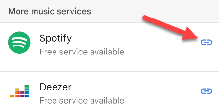 Нажмите значок ссылки рядом со Spotify
