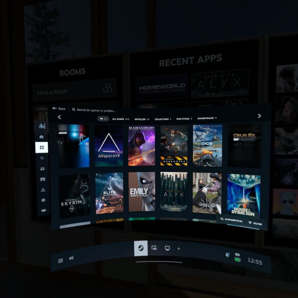 Библиотека SteamVR с доступными VR‑играми.