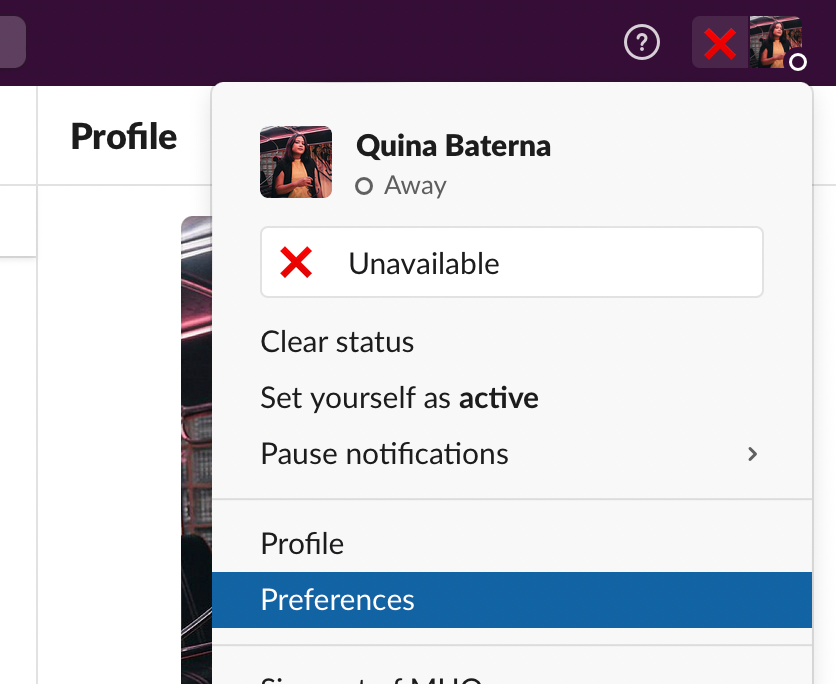 Настройки Slack