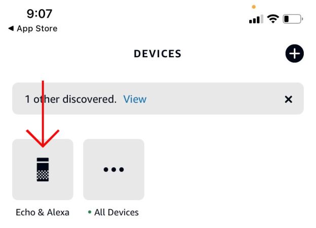Выберите раздел «Echo & Alexa» в приложении