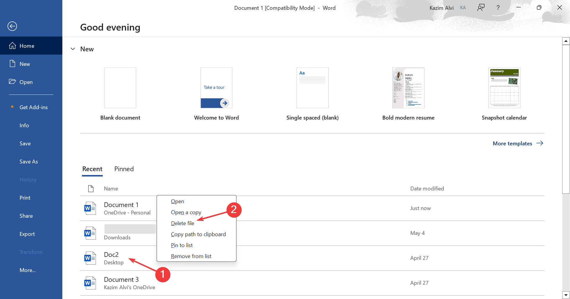 Удалить документы в Microsoft 365