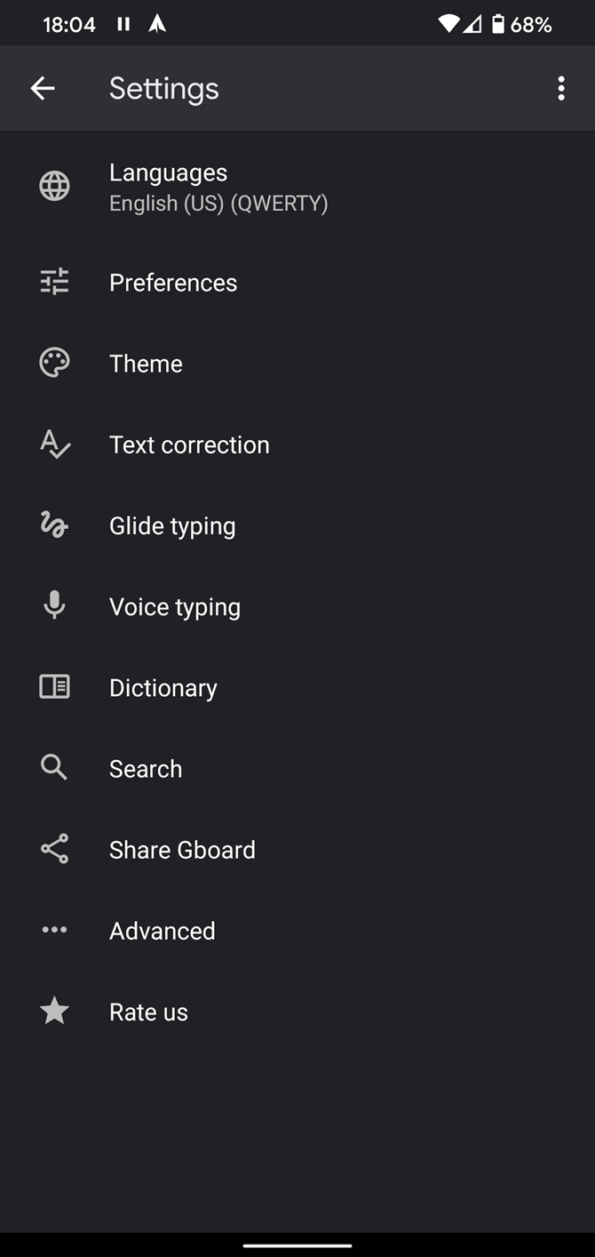 Android Gboard Options