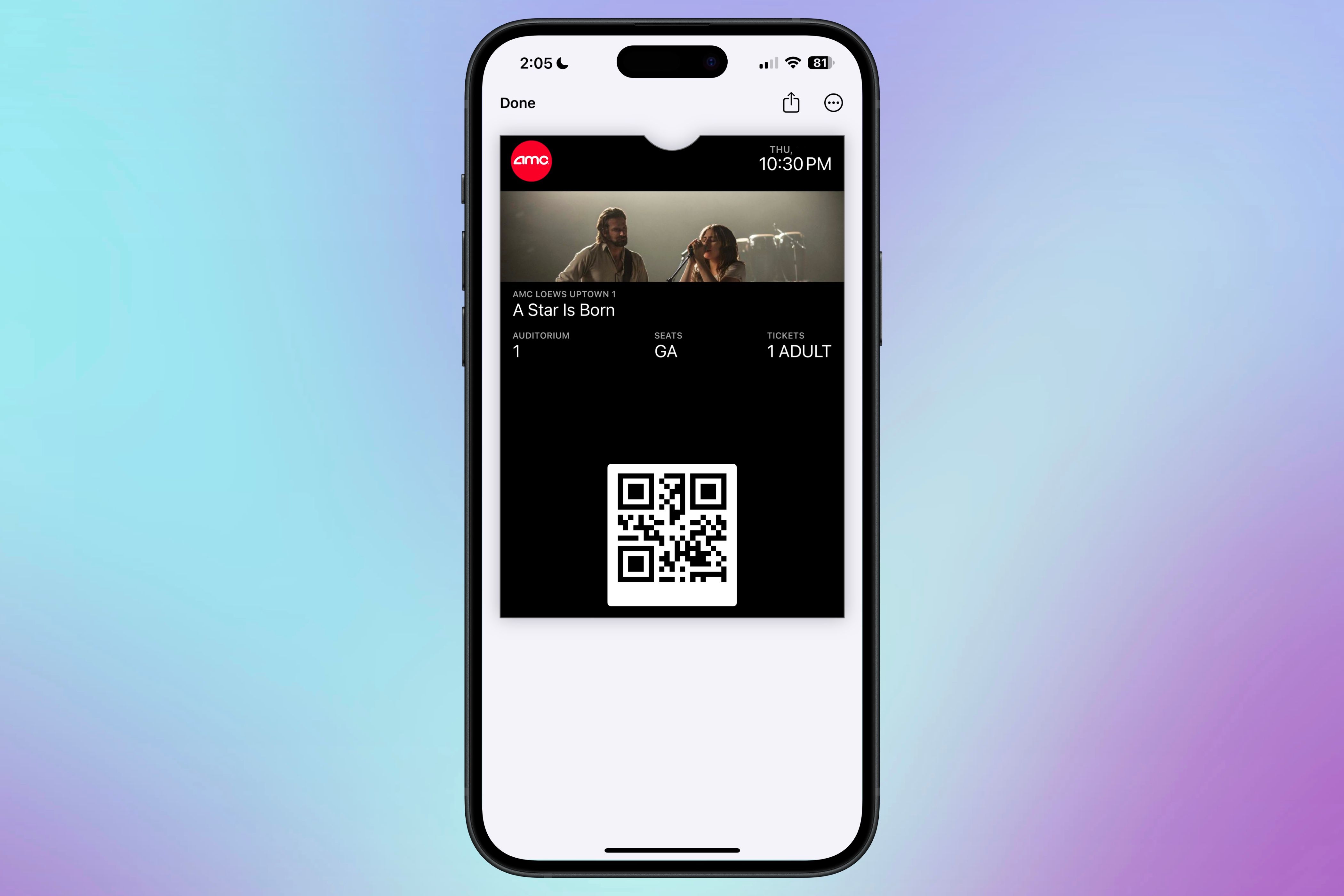 Билет на фильм 