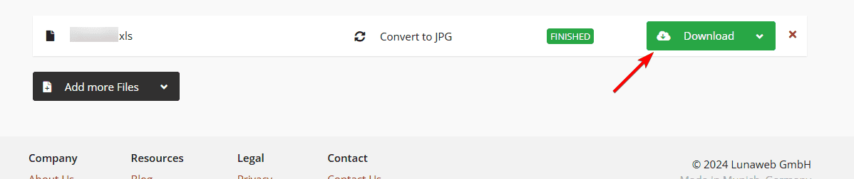 Кнопка 'Download' для скачивания конвертированного файла