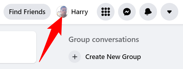 Нажмите на профиль в верхней части Facebook.