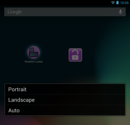Rotation Locker App mit Einstellungsbildschirm