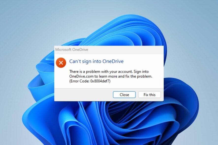 Исправление ошибки OneDrive 0x8004def7