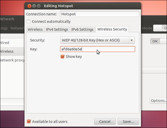 Настройка безопасности WEP