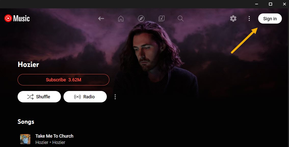 Вход в YTMDesktop